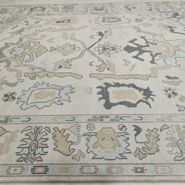 Oushak Rug 8*10, 9*12 Handmade Farmhouse Wool Rug– Neutral Turkish Carpet, Vintage Style