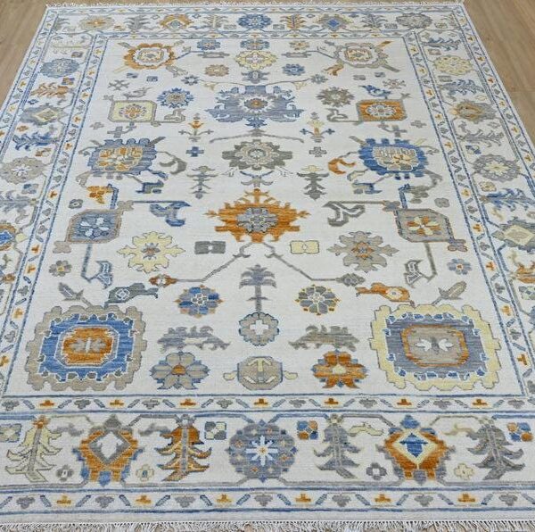 Oushak Wool Area Rug – Ivory Oushak Anatolian Medallion 8*10 Hand knotted Carpet