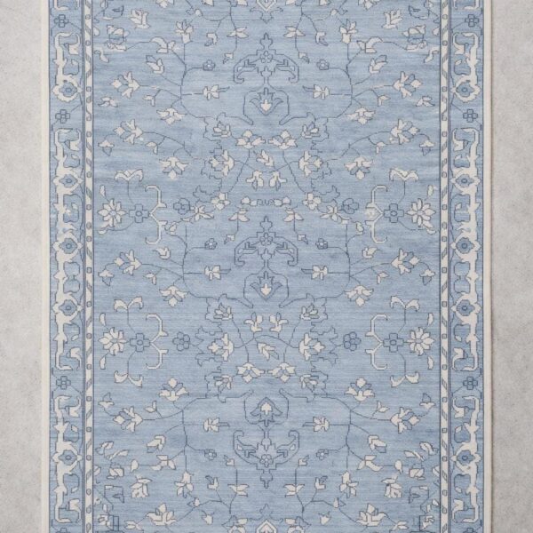 Blue Hand Knotted Wool Oushak Rug, Vintage Turkish Style Area Carpet, Handmade Living Room Bedroom Rug, Custom Size Available, 8x10 9x12
