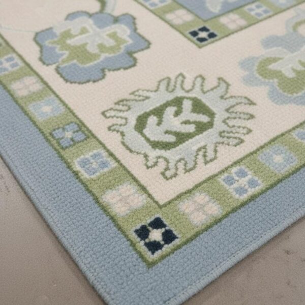 Blue & Green Oushak Area Rug, Handmade Wool Floral Rug, Classic Traditional Living Room Carpet