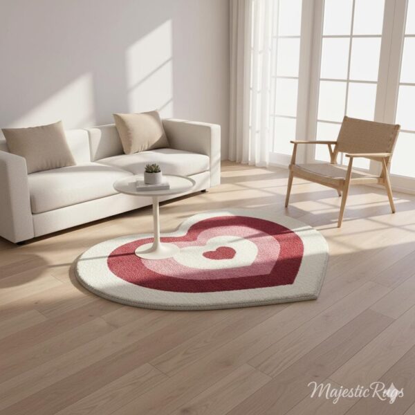 Modern Heart Shaped Rug, Hand Tufted Wool Area Rug, Valentine Home Decor Floor Carpet