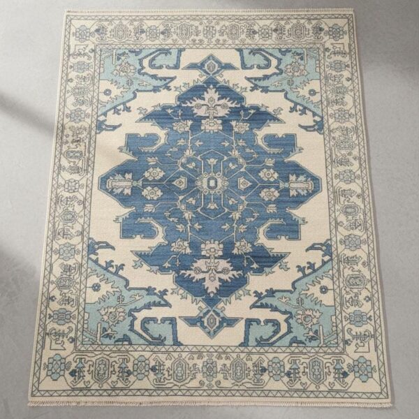 Traditional Oushak Rug, Hand Knotted Wool Area Rug, Classic Medallion Design Carpet