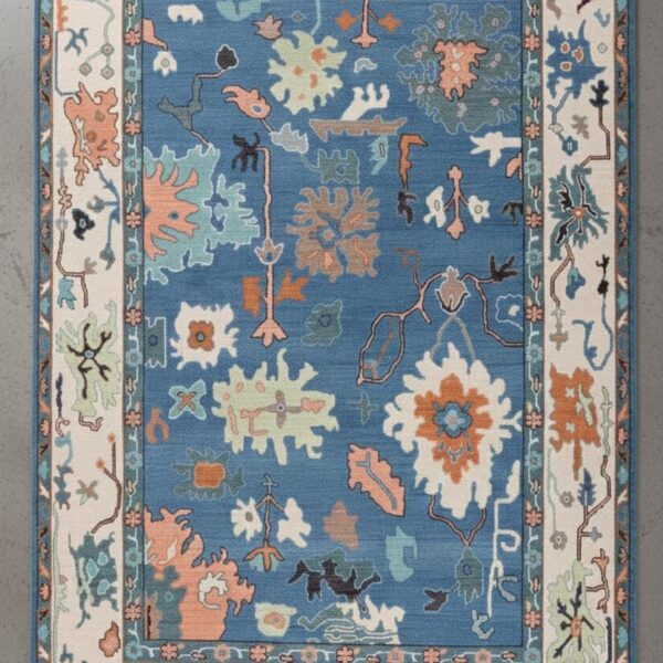 Hand Knotted 9x12 Oushak Rug – Antique Floral Wool Carpet