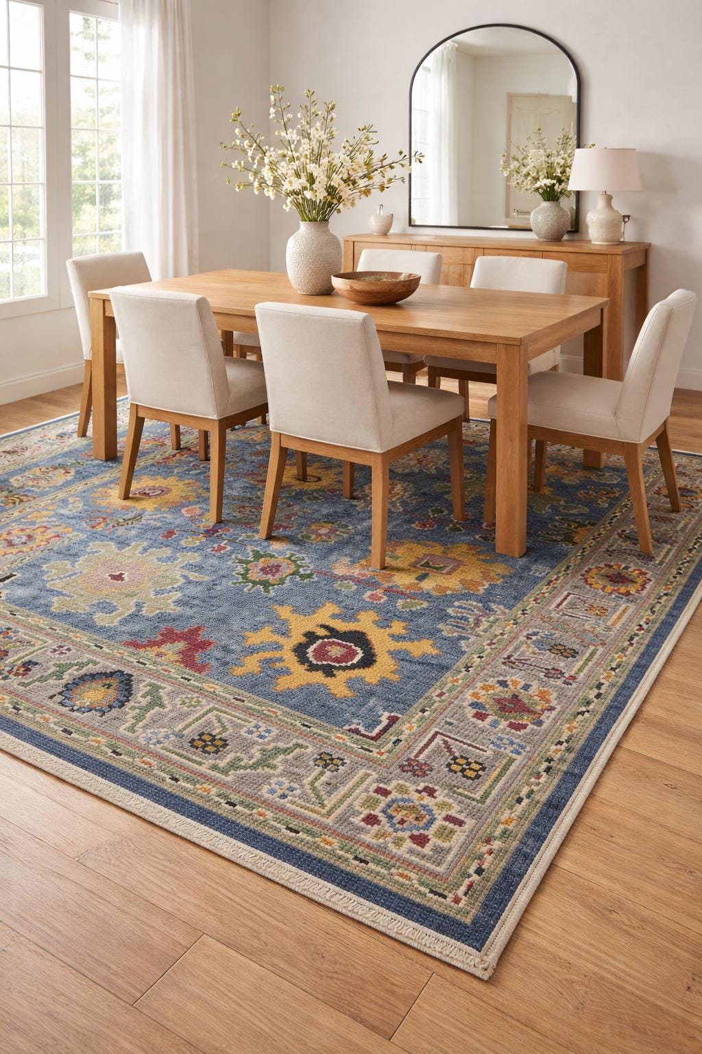 Blue Modern Oushak Hand Knotted Rug 4x6, 5x8, 6x9, 8x10, 9x12, 10x14 ft Handmade Rugs for Living Room Antique Contemporary rug
