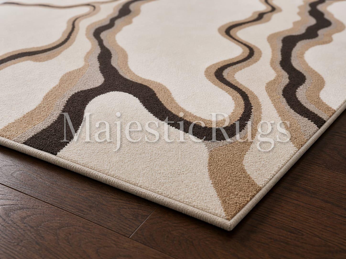 Ivory Beige Brown Rug, Contemporary Living Room Carpet 9*12 feet custom sizes available